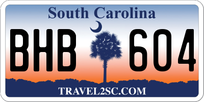 SC license plate BHB604