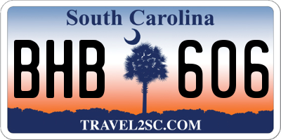 SC license plate BHB606