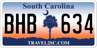 SC license plate BHB634