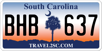 SC license plate BHB637