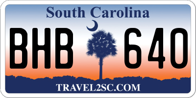 SC license plate BHB640
