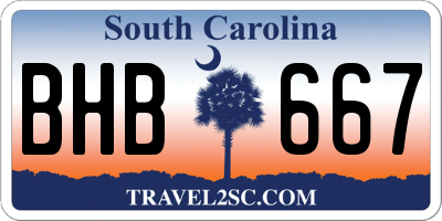 SC license plate BHB667