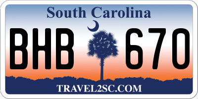 SC license plate BHB670