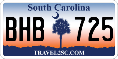 SC license plate BHB725
