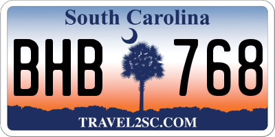 SC license plate BHB768