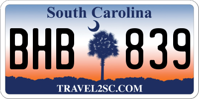 SC license plate BHB839