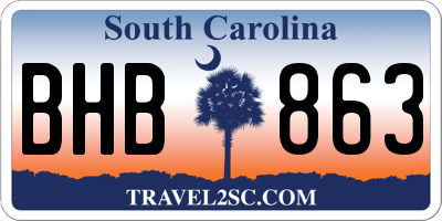 SC license plate BHB863
