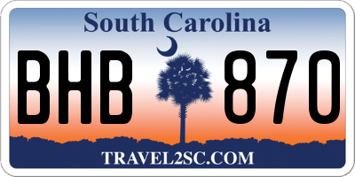 SC license plate BHB870