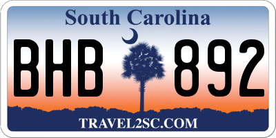 SC license plate BHB892