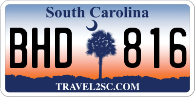 SC license plate BHD816