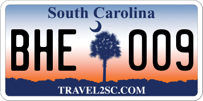 SC license plate BHE009