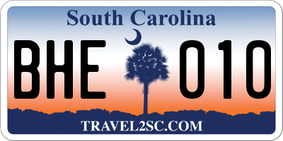 SC license plate BHE010