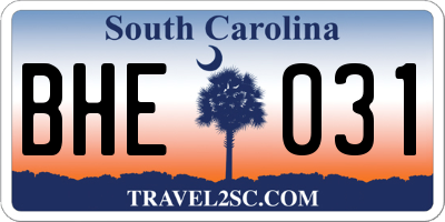 SC license plate BHE031
