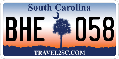 SC license plate BHE058