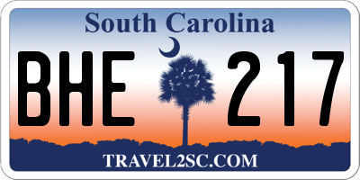 SC license plate BHE217