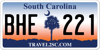 SC license plate BHE221