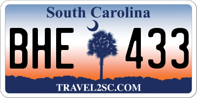 SC license plate BHE433