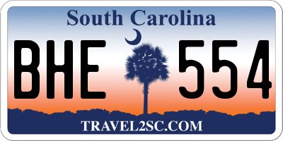 SC license plate BHE554