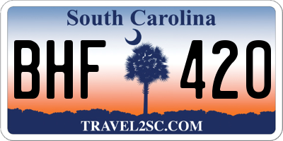 SC license plate BHF420