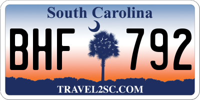 SC license plate BHF792