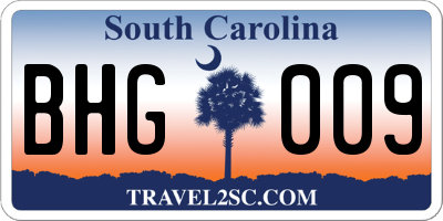 SC license plate BHG009