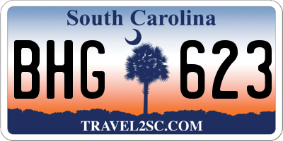 SC license plate BHG623