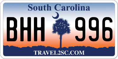 SC license plate BHH996