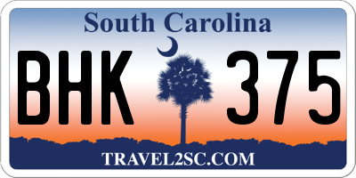 SC license plate BHK375