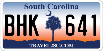 SC license plate BHK641