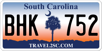 SC license plate BHK752