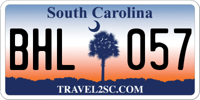 SC license plate BHL057