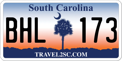 SC license plate BHL173
