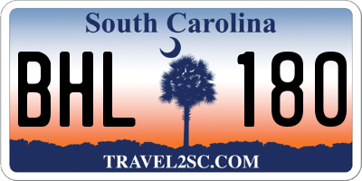 SC license plate BHL180