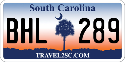 SC license plate BHL289