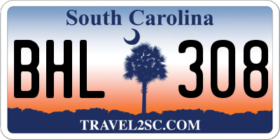 SC license plate BHL308