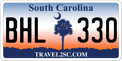 SC license plate BHL330