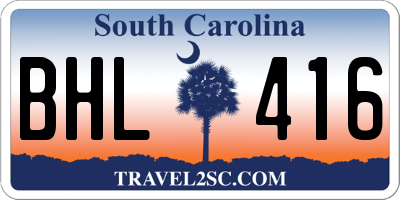 SC license plate BHL416