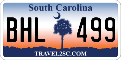 SC license plate BHL499