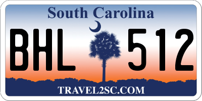 SC license plate BHL512