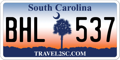 SC license plate BHL537