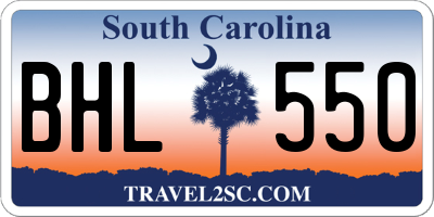 SC license plate BHL550