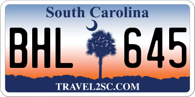 SC license plate BHL645