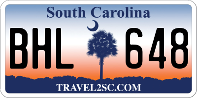 SC license plate BHL648