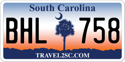 SC license plate BHL758