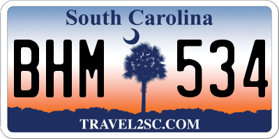 SC license plate BHM534