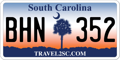 SC license plate BHN352