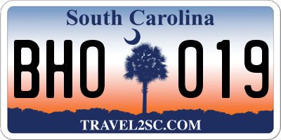 SC license plate BHO019