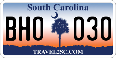 SC license plate BHO030