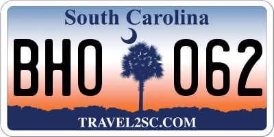 SC license plate BHO062
