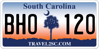 SC license plate BHO120